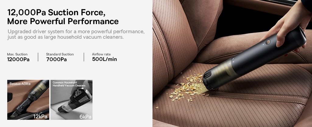 Baseus A3lite Car Vacuum Cleaner Black