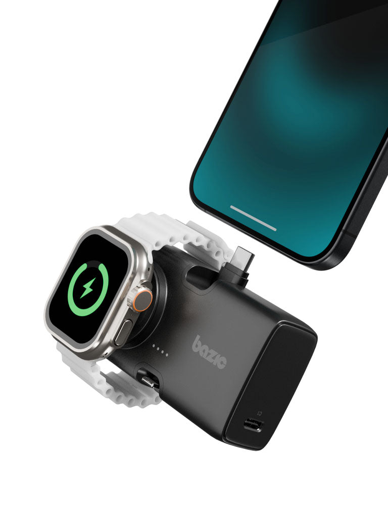 Bazic GoPower Koda 2 in 1 Power Bank With Foldable USB-C /Lightning Pin And Apple Watch Charger 5000mAh - Truffle