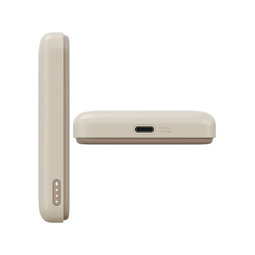 Bazic GoPower Snap 3-In-1 MagSafe with Apple Watch Charger 5000mAh Power Bank - Latte