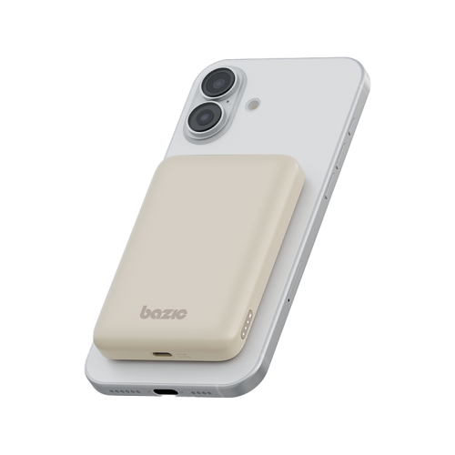 Bazic GoPower Snap 3-In-1 MagSafe with Apple Watch Charger 5000mAh Power Bank - Latte