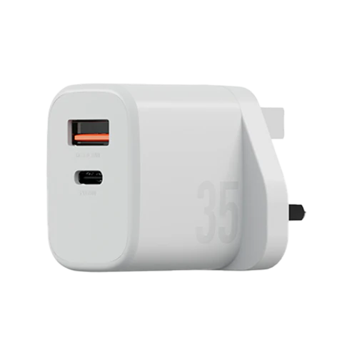 Bazic Velox Kit Bundle 1-Port USB-C & 1-Port USB-A PD 35W Wall Charger with Weave USB-C to USB-C 60W Cable - White
