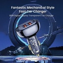 Brave 3 Ports Transparent Digital Display Fast Car Charger PD&Q3.0 80W B-22