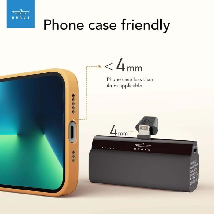 Brave Power Bank Plug On-L 5000mAh +20w Lightning PD Output