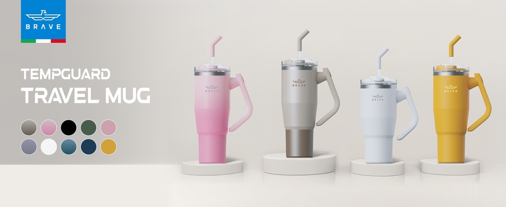 Brave Temp Guard Vacuum Insulated Travel Mug – 180° Rotating Handle, 24H Cold & 12H Hot Retention, Leak-Proof Lids, 1200ml - Navy Blue