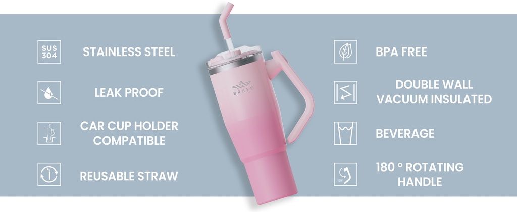 Brave Temp Guard Vacuum Insulated Travel Mug – 180° Rotating Handle, 24H Cold & 12H Hot Retention, Leak-Proof Lids, 1200ml - Navy Blue