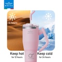 Brave Rotating Handle 24H Cold & 12H Hot Retention Leak-Proof 1200mL Pink