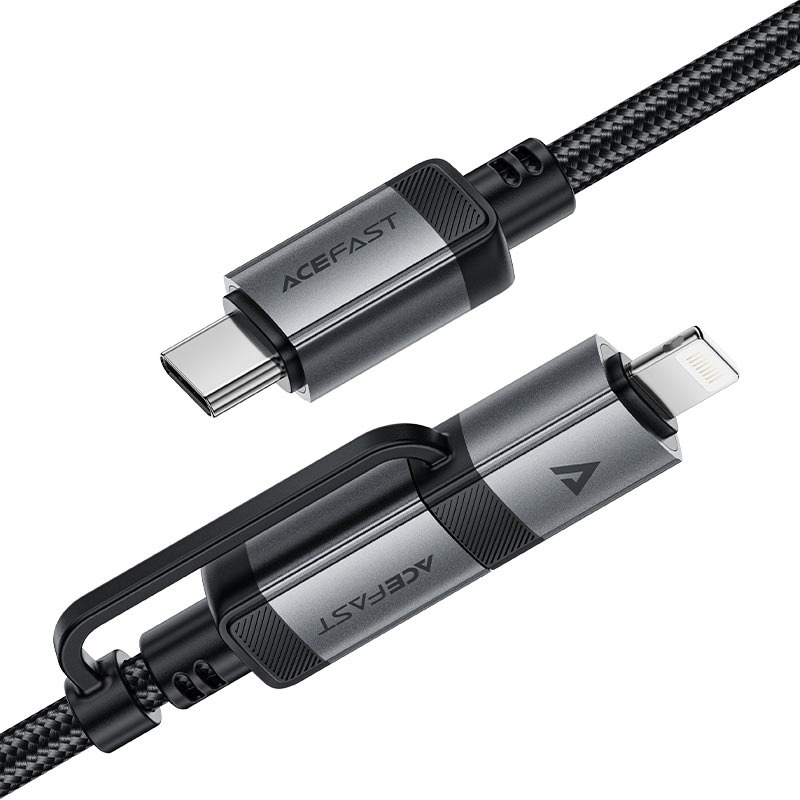 C20-01 USB-C to USB-C / Lightning aluminum alloy connectors charging data cable