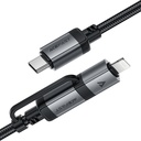 C20-01 USB-C to USB-C / Lightning aluminum alloy connectors charging data cable
