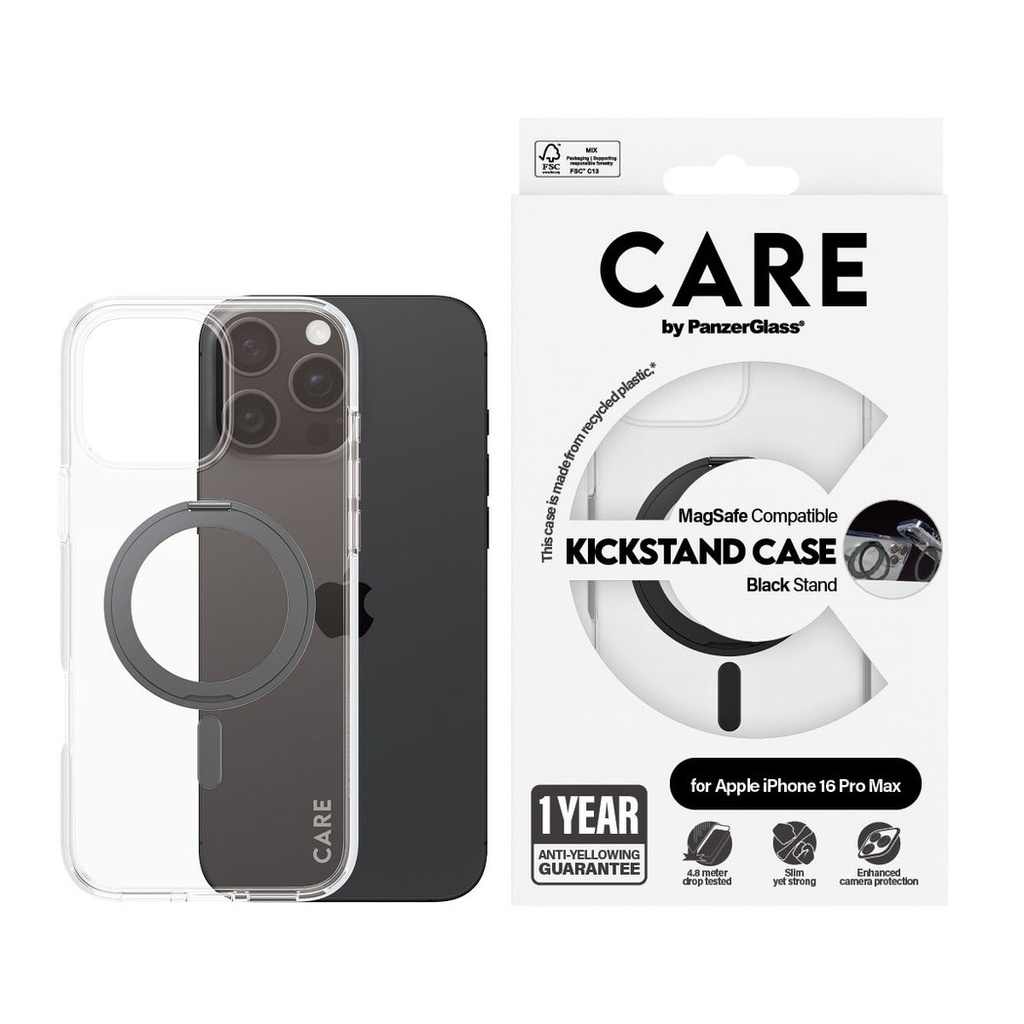 CARE by PanzerGlass® Case Feature Black Kickstand & MagSafe iPhone '24 6.9" Pro