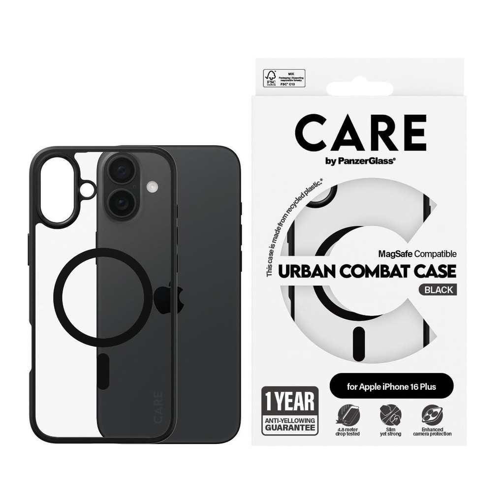 CARE by PanzerGlass® Case Flagship Urban Combat Black MagSafe iPhone '24 6.7"