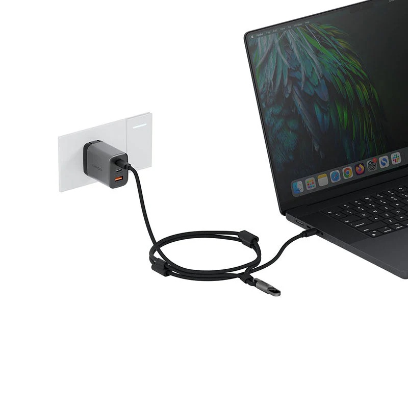 Energea Lasso 2-In-1 USB-C to USB-C 240W 480Mbps Lanyard With Charging Cable 1.5M - Black