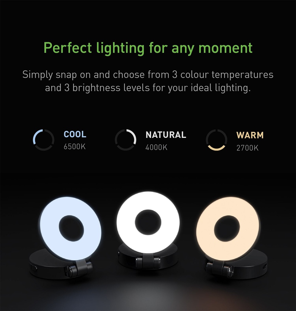 Energea MagLight MagSafe Lighting With Three Tone Modes Selection – Black