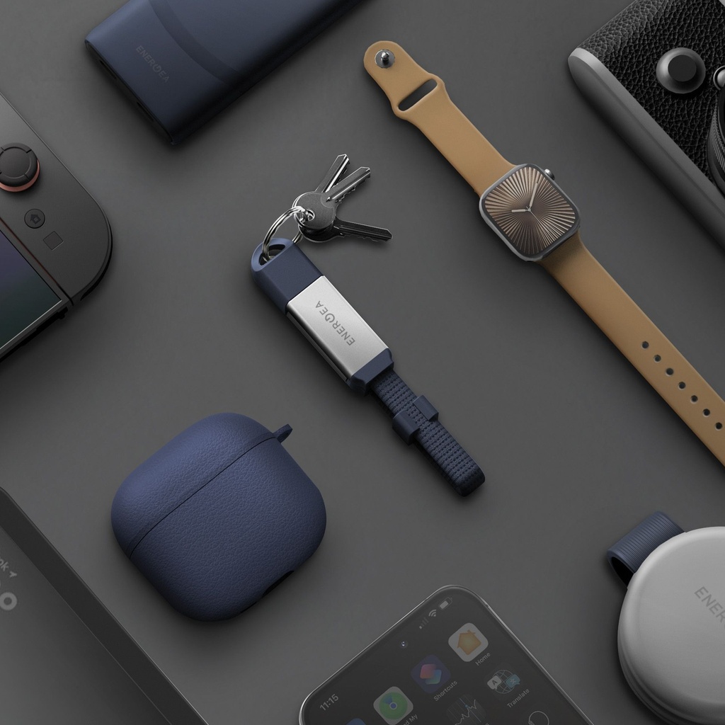 Energea Sheath Key 2-IN-1 USB-C to USB-C+ USB-A 480Mbps with 60W Cable 15CM - Blue