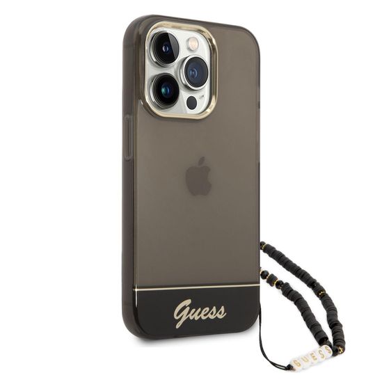 Guess IML Electro Cam Hard Case with Strap for iPhone 14 Pro (6.1") - Transculent Black