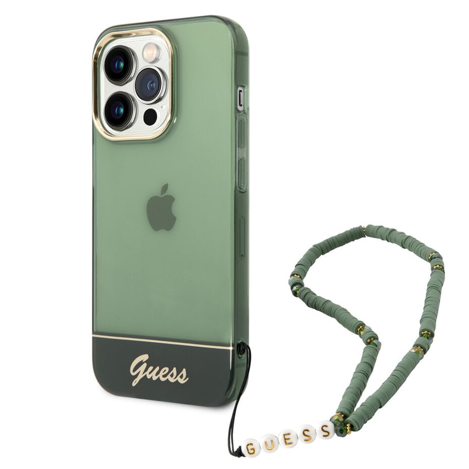 Guess IML Electro Cam Hard Case with Strap for  14 Pro (6.1") -  Green