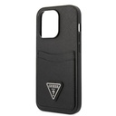 Guess Saffiano Double Card Hard Case for iPhone 14 Pro (6.1") - Black