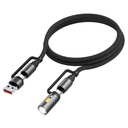 J5 multi-function charging data cable USB-A+ USB- C+ LED light