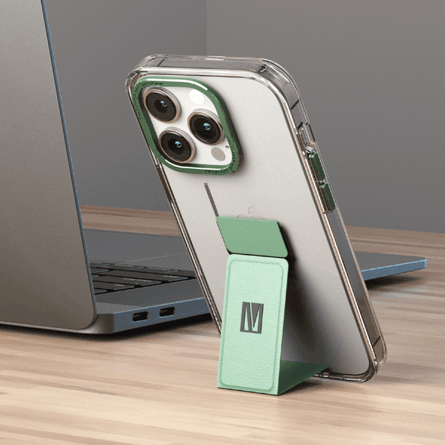 Levelo Morphix Clara Gripstand iPhone 14 Pro IMD Clear Back Case - Green