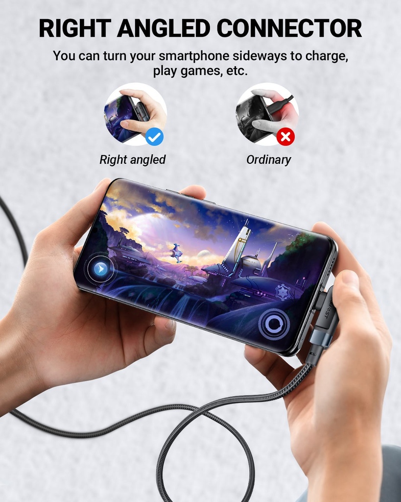 AceFast C5-03 USB-C to USB-C 100W right angled aluminum alloy charging data cable