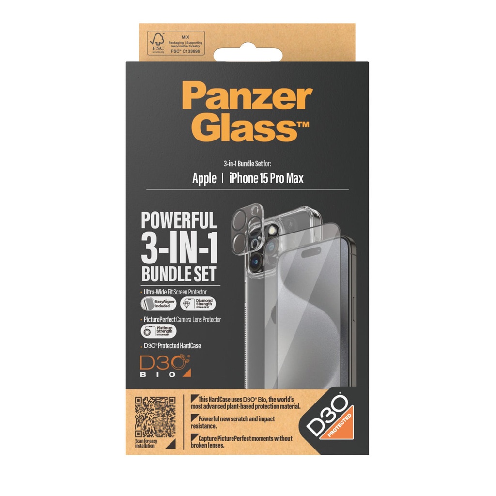 PanzerGlass iPhone 2023 6.7" Pro Max | 360 Bundle with D3O® | Clear