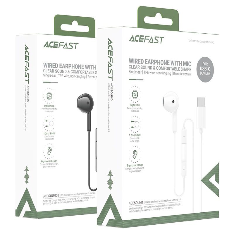AceFast L9 USB-C single-ear wired earphone with mic