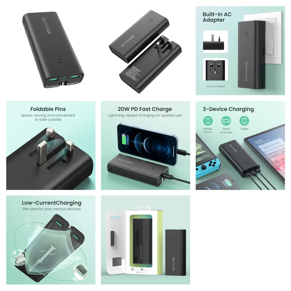 RP-PB243 10000mAh 3-Ports With Power Bank UK Plug