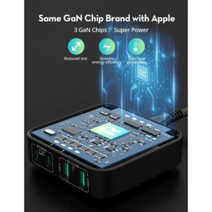 Ravpower 4-port Portable Desktop Charger, 100W, RP-PC1042 - Black