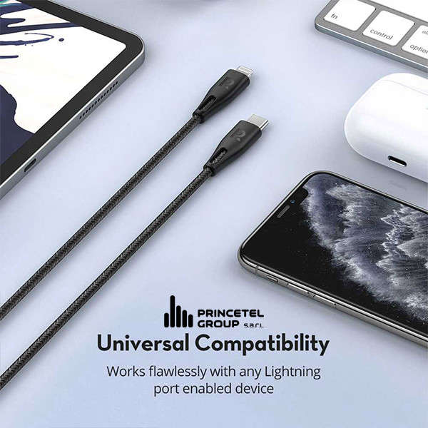 Ravpower Nylon Braided Type-C to Lightning Cable 1.2M - Black