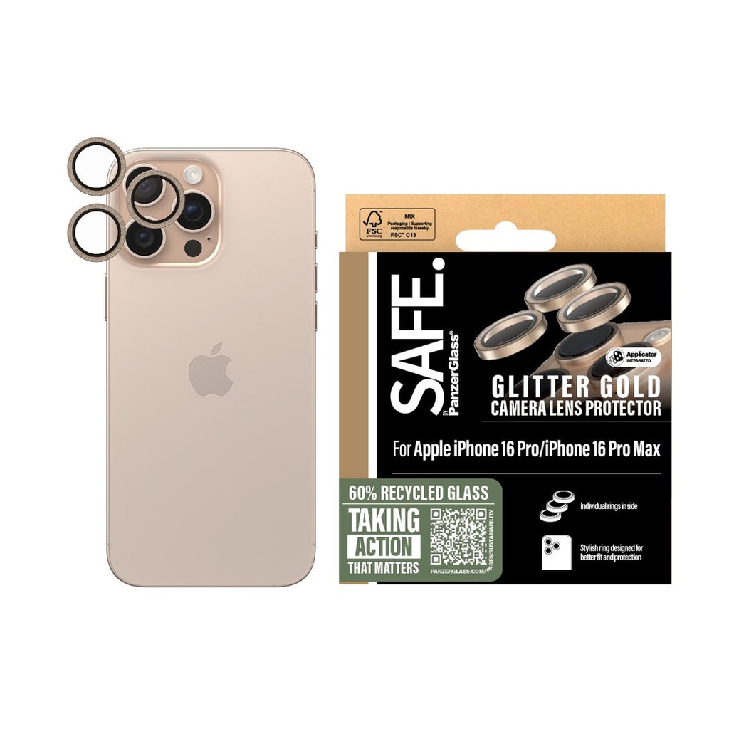 SAFE. by PanzerGlass® Camera Lens Protector Glitter Gold iPhone '24 6.3 PRO" | 6.9 PRO"