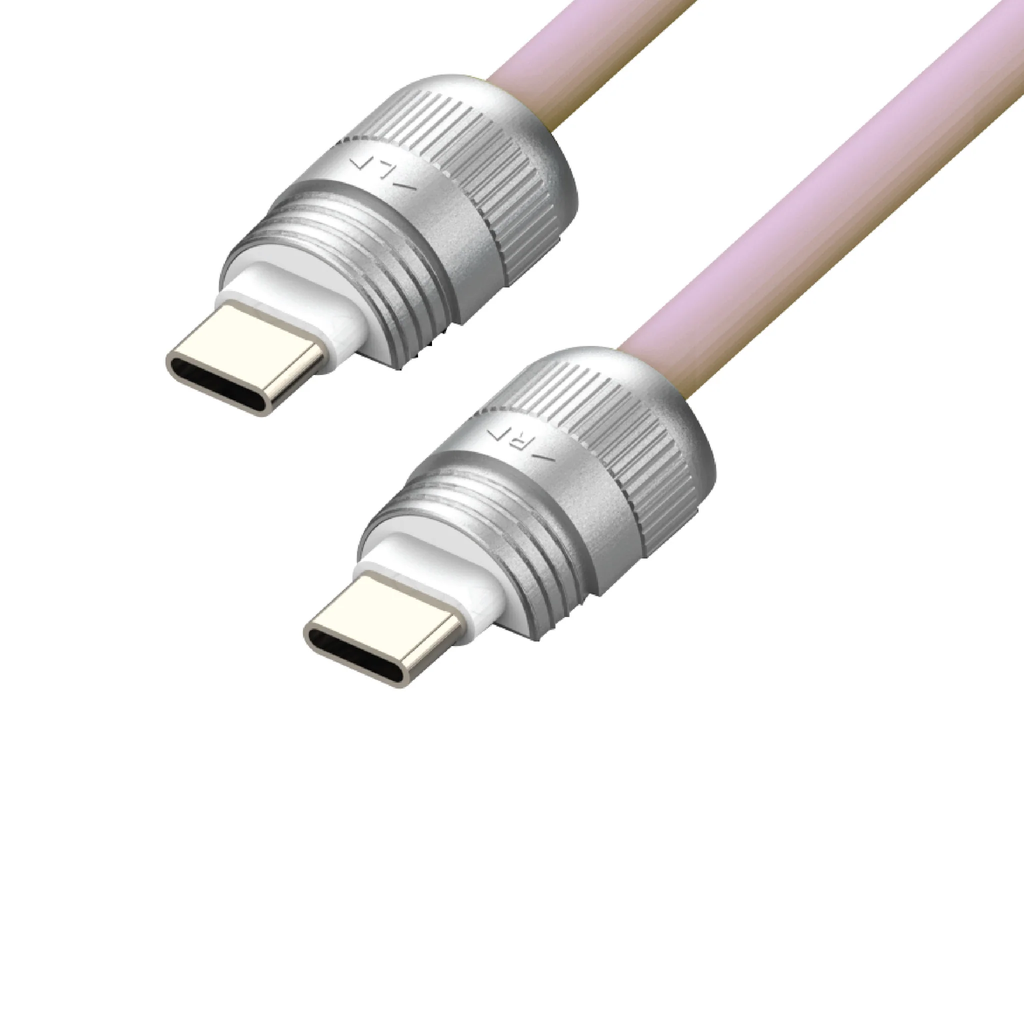 SIA Power Link Soft Rubber Type C - Type C Lanyard Cable 60W 1.2M - Light Pink