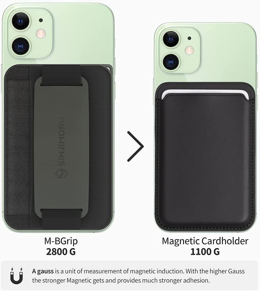 SINIMORU M-B GRIP 3 IN 1 MAGSAFE WALLET GRIP STAND OLIVE GREY