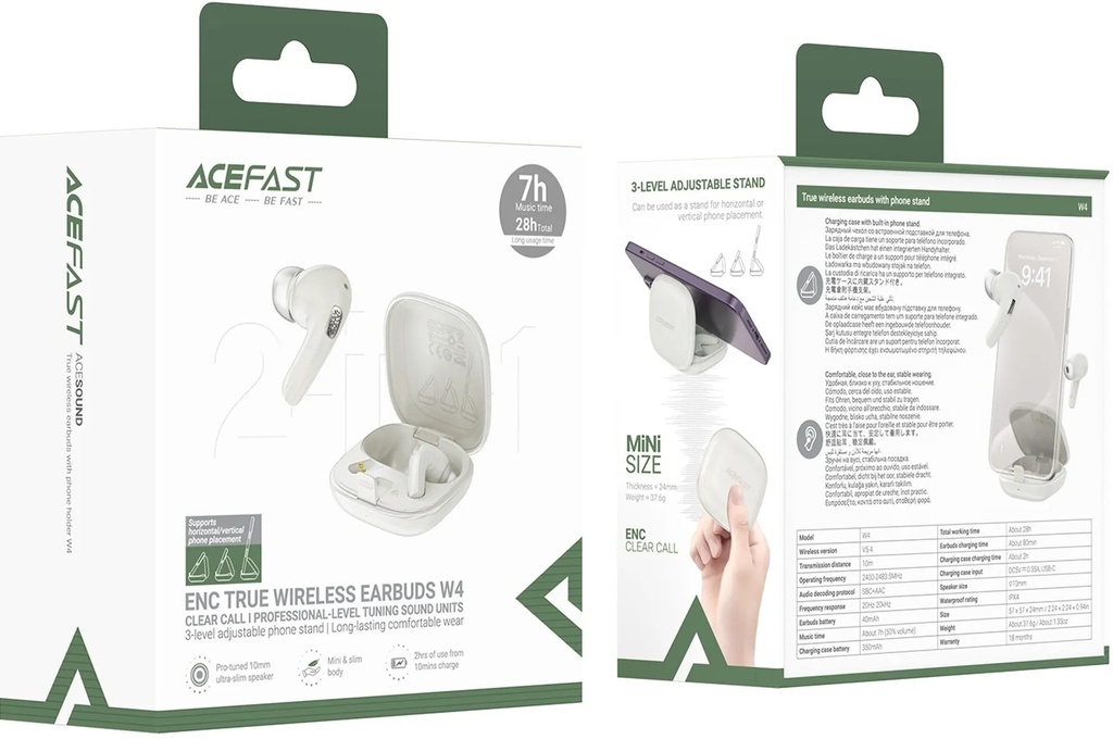 AceFast W4 true wireless earbuds with phone stand