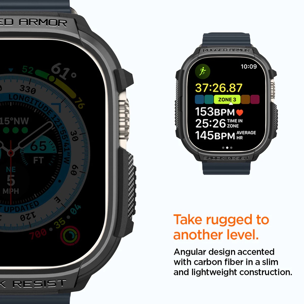 Spigen Rugged Armor Case for Apple Watch Ultra - Matte Black 