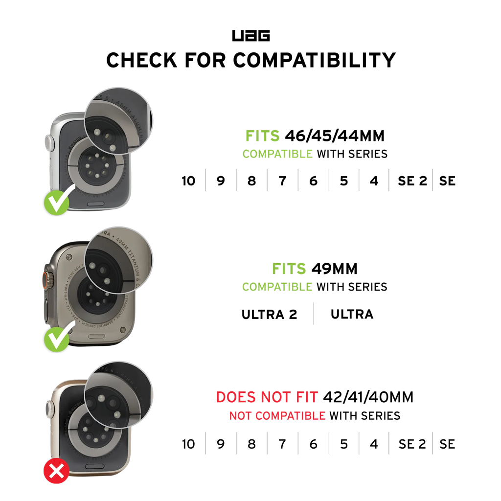 UAG Apple Watch 49/45/44/42 Monarch Strap (Black/Titanium)