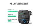 UGREEN Car Bluetooth Adapter - Bluetooth FM Transmitter for Car PD/QC 3.0 Car Charger