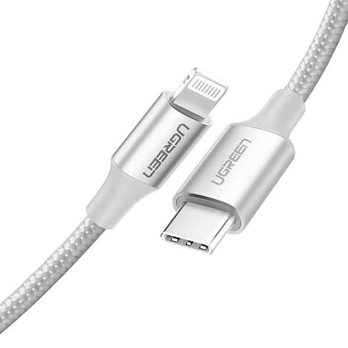 UGREEN USB-C to Lightning Cable Braided 2m (Silver)US304