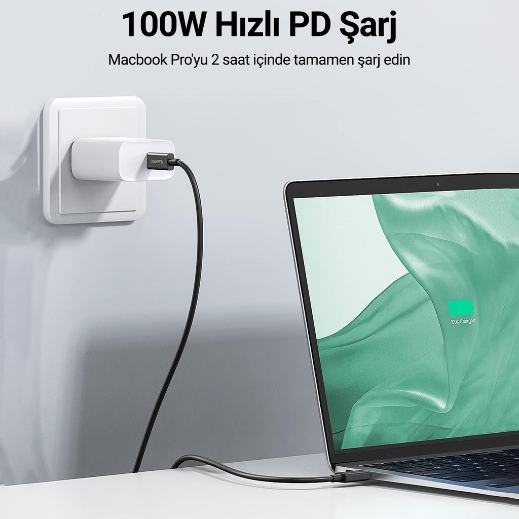 UGREEN USB-C to USB-C Thunderbolt 4 Cable 0.8m (Black)US501