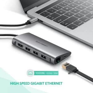 Ugreen USB C Hub 8in 1 Type-C to HDMI +USB 3.0*3 +PD power Converter - Grey