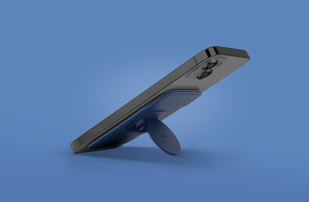 Uniq Flixa Magnetic Pop-Out Card Holder With Grip-Stand - Jet Black