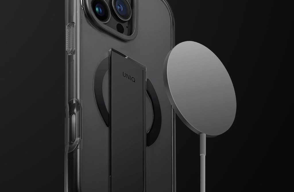 Uniq Hybrid Heldro Max MagSafe Case with Camera Stand for iPhone 16 Pro - Lucent Clear