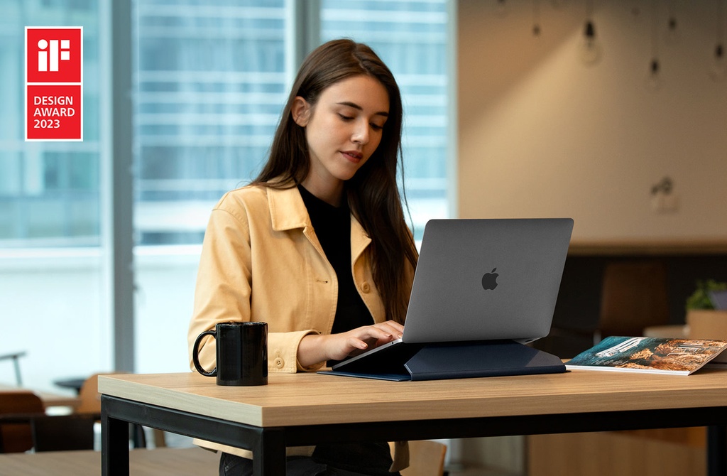 Uniq Oslo Laptop Sleeve With Foldable Stand (Up to 14") - Deep Mustard