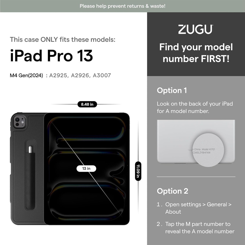 ZUGU iPad Pro 13 (2024) Case - Black