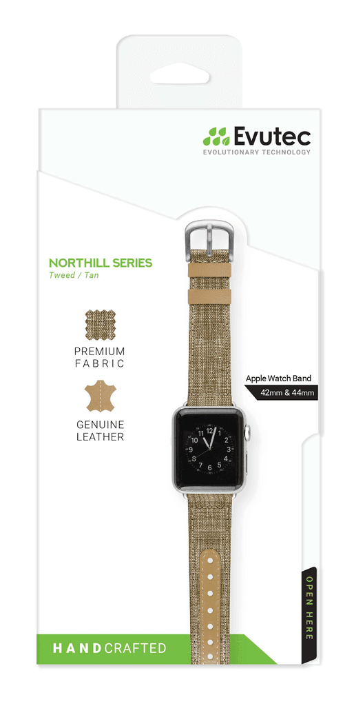 evutec apple watch band 44mm northill tweed tan