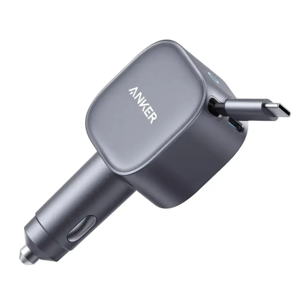 Anker 75W USB-C Car Charger with Retractable Cable 
