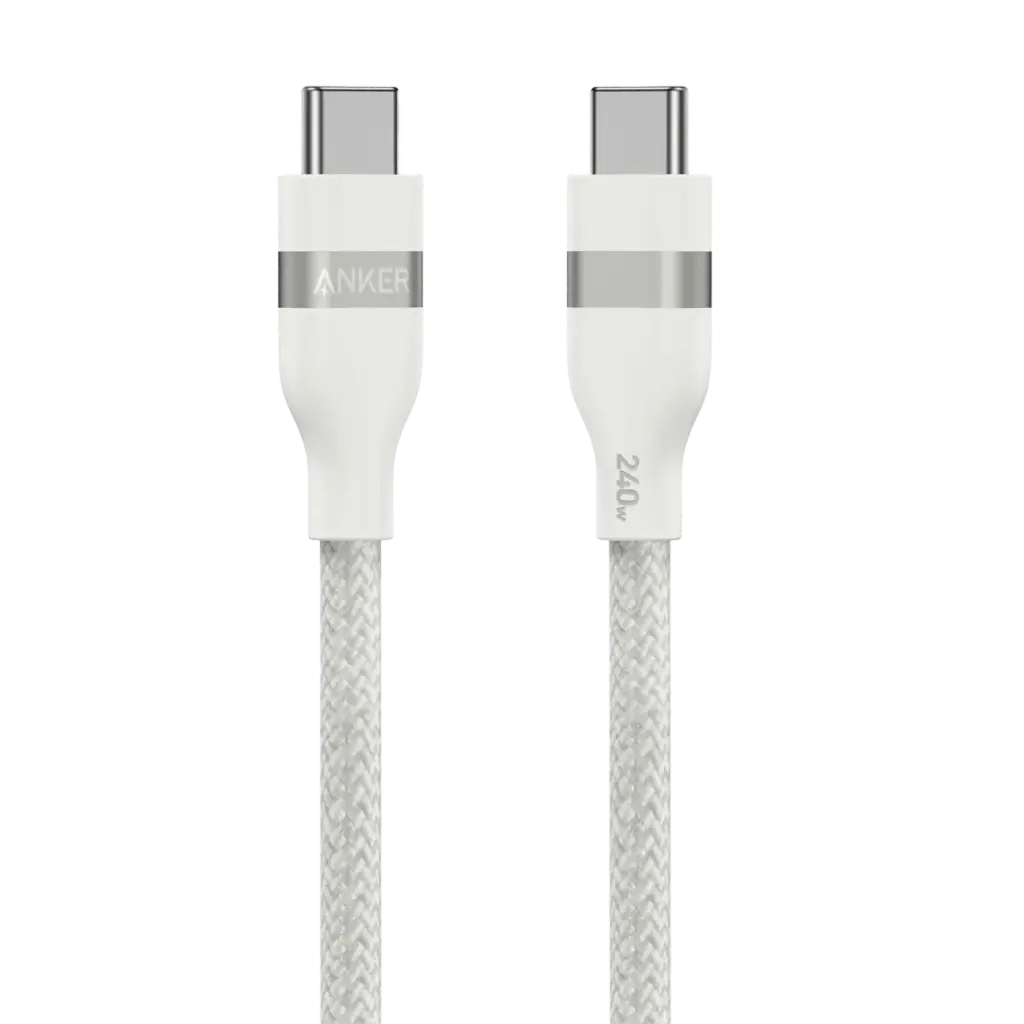 Anker USB-C to USB-C Cable  (6 ft, 240W, Upcycled-Braided)White