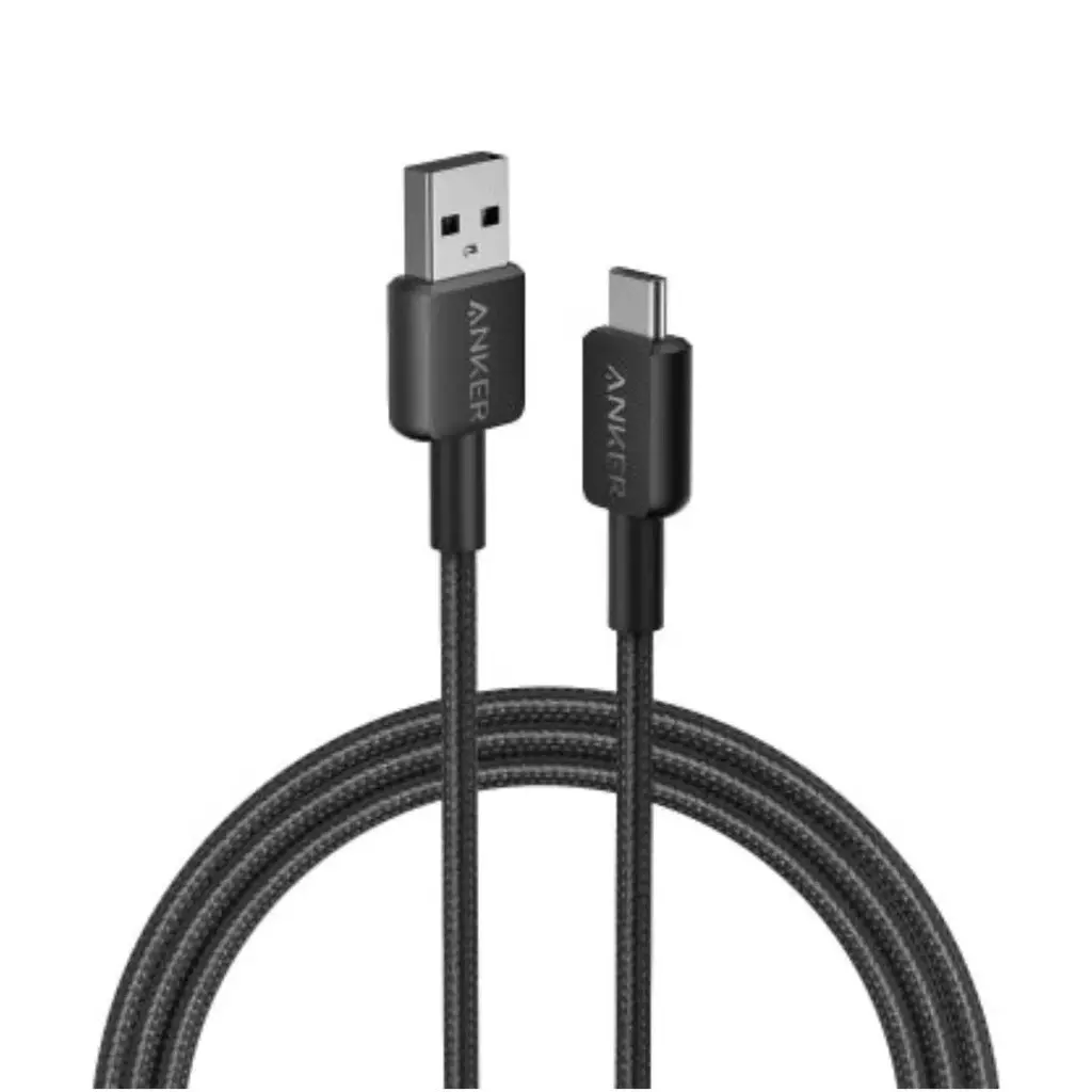 كيبل Anker 322 من USB-A إلى USB-C (1.8 متر مضفّر) أسود