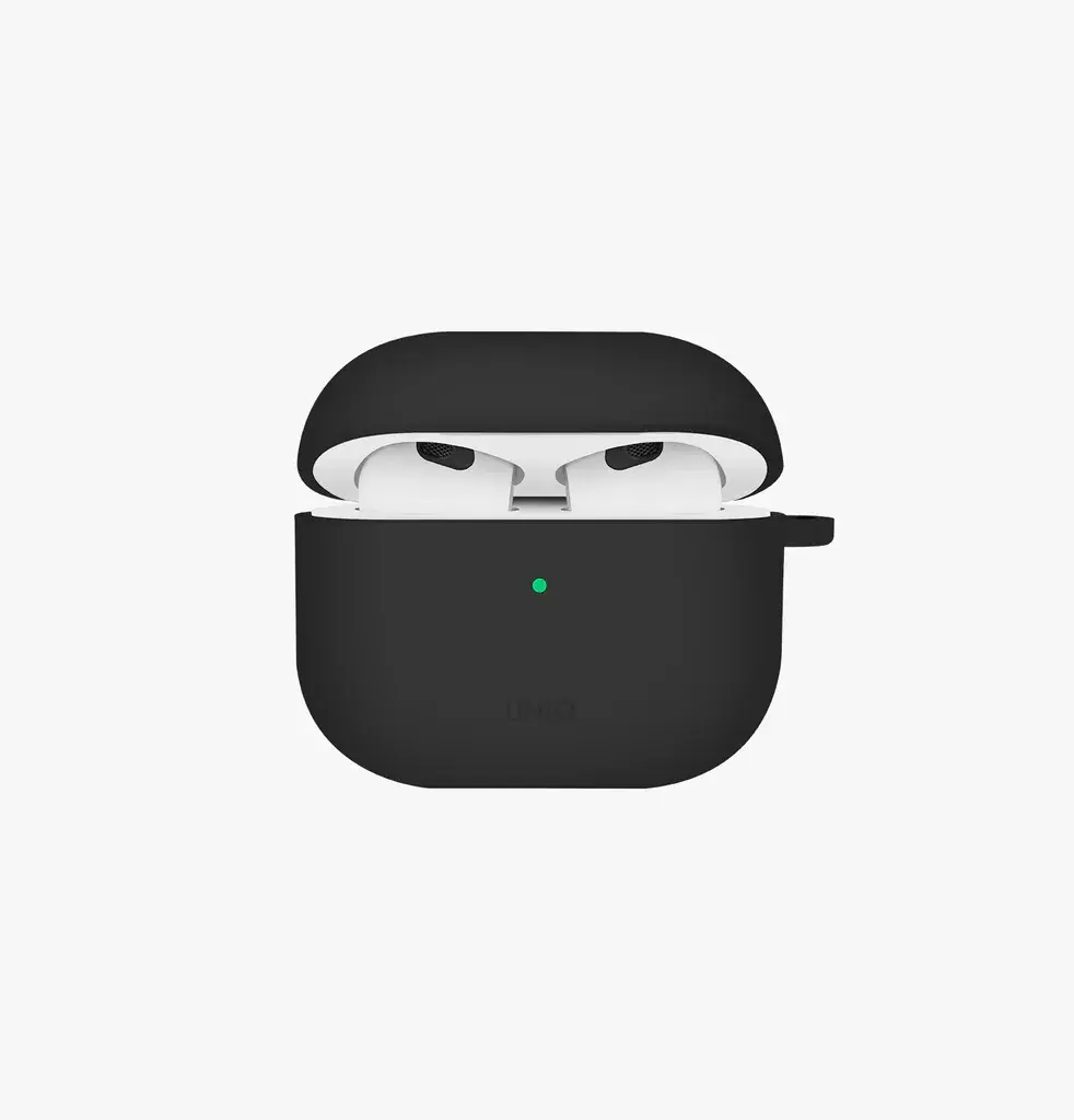 Uniq Nexo Active Hybrid Silicone Airpods 4th Gen Case With Sports Ear Hooks - Black
