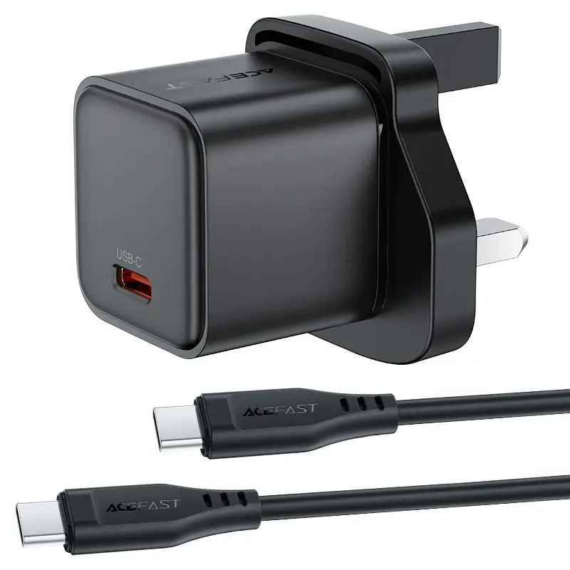 AceFast PD20W GaN (USB-C) charger display set (P5),black(UK) 