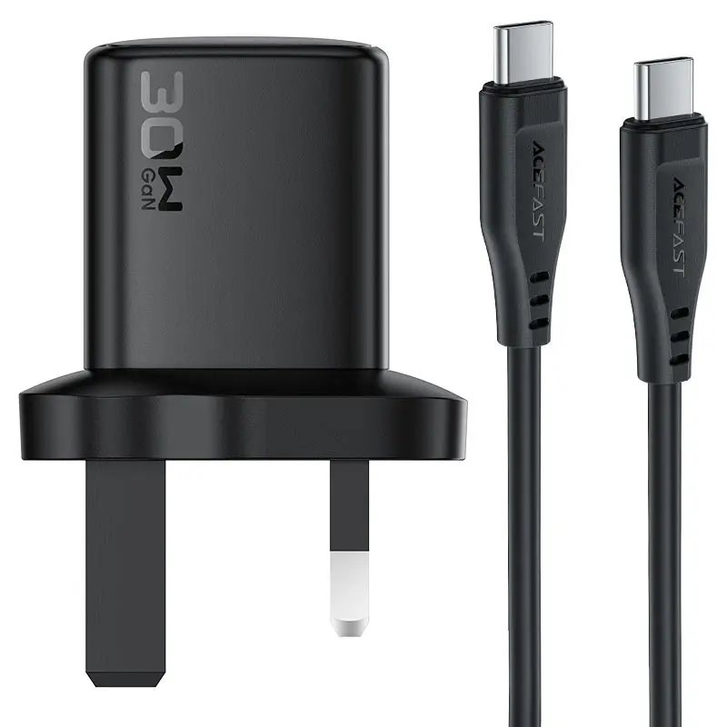 شاحن ACEFAST GaN PD30W USB-C شحن سريع أسود (UK)