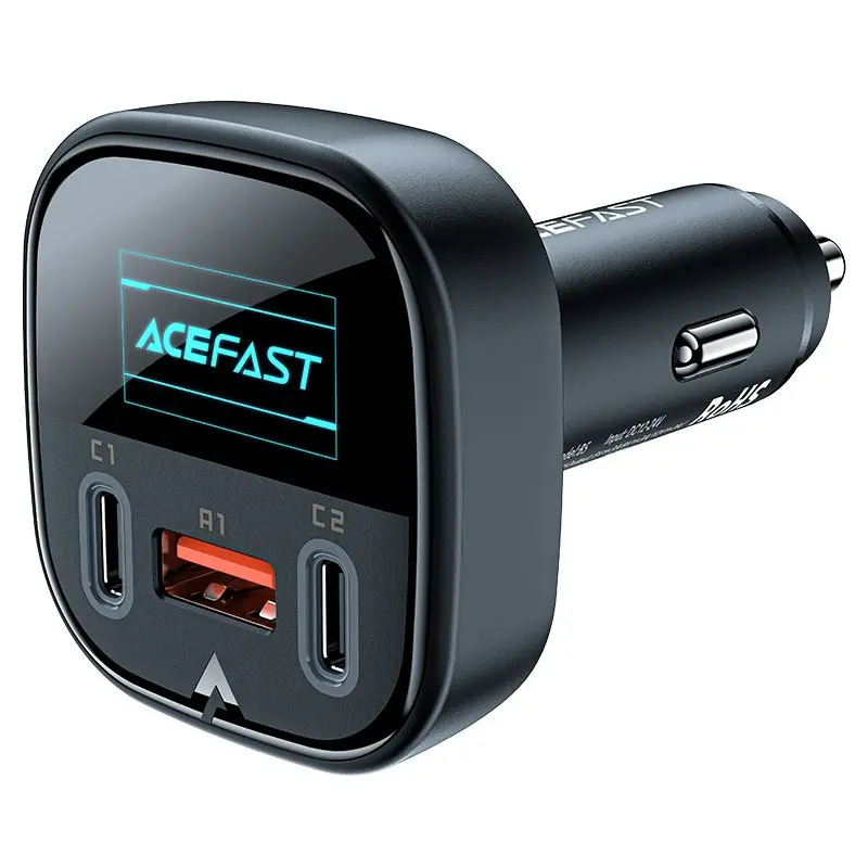  AceFast101W (2C+A) metal car charger with OLED smart display